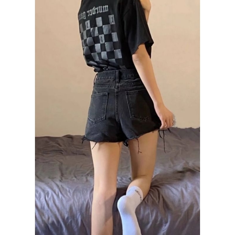 Celana Sobek Riped Pendek Wanita Hot Pants Jeans korean style high waist