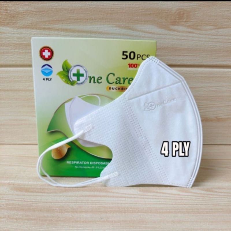 ONE CARE Masker Duckbill Garis 4 PLY isi 50 Pcs Disposable Mask Dewasa Hitam/ Putih