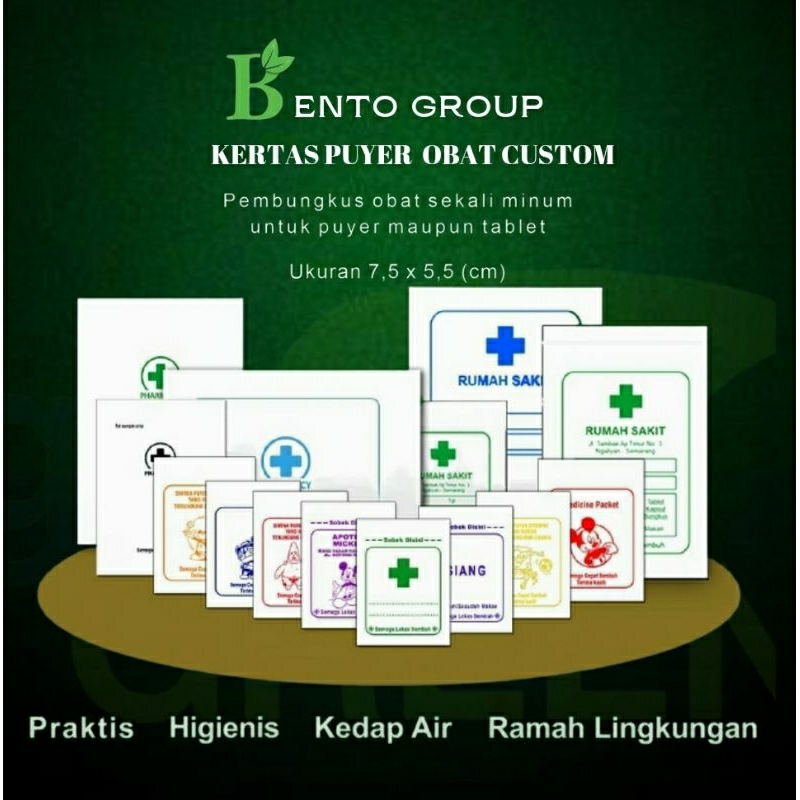 Kertas Puyer Berlogo Apotek/Klinik/Bidan/dokter