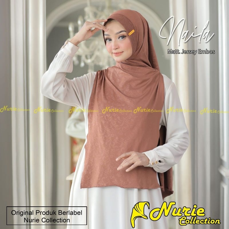 (Ori Nurie) NAILA •pashmina instan jersey embos•pashmina instan pet motif