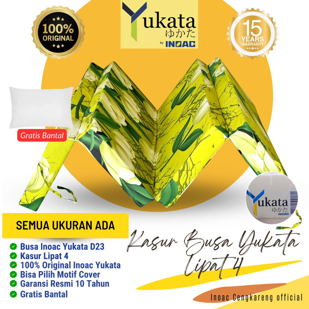 Inoac Yukata Kasur Busa Lipat Densitas 23 Uk No.1, 2, 3, 4, Single Tebal 30cm, 25cm, 20cm, 15cm, 10c