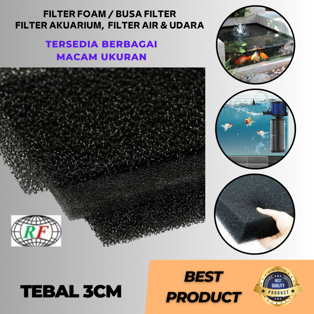 Filter Foam, Busa Filter Udara, Busa Filter Air Tebal 3cm Bio Foam Filter