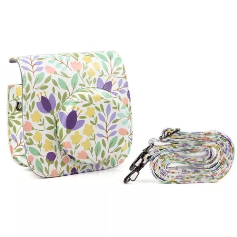 Fujifilm Leather Bag Floral Flower Case for Instax Mini 12 Motif (Penutup Magnet)