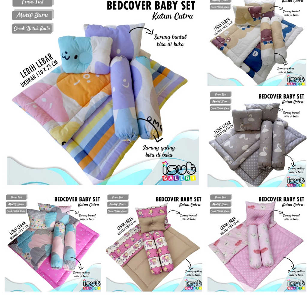 ISUT GALERI - Bedcover Bayi Set Bantal Guling Premium | KADO BAYI | READY STOCK