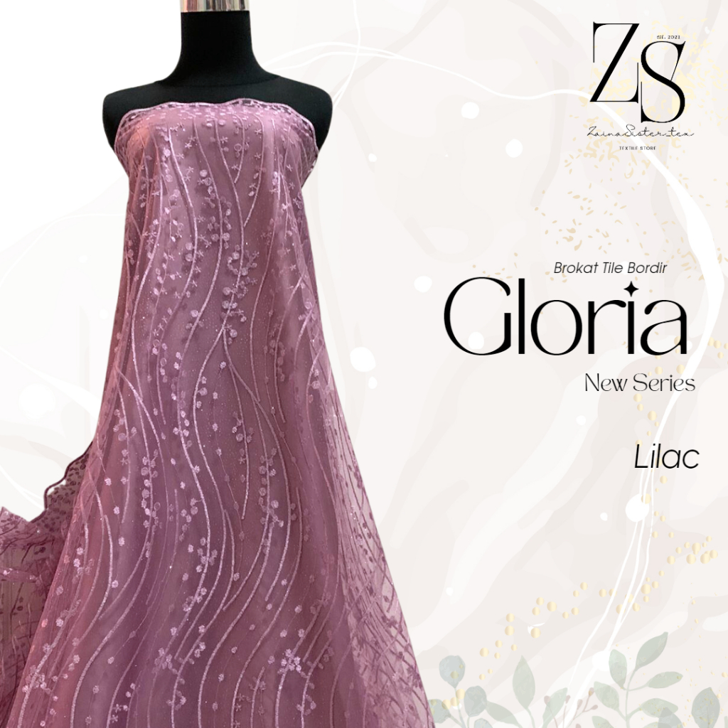 Bahan Brukat Tile Gloria Luxury Warna Ungu Lilac