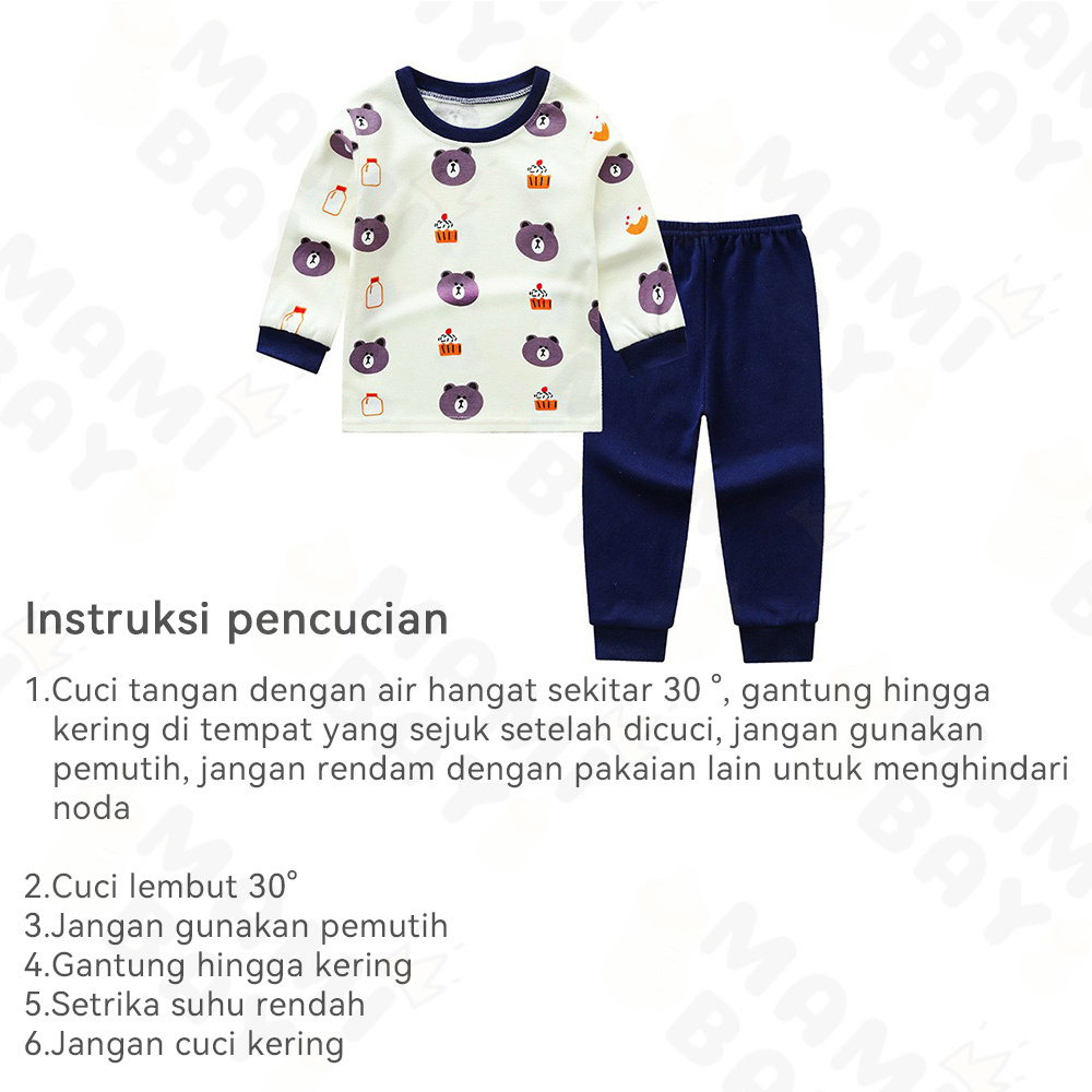 Mamibayi Baju Tidur Anak Lembut Piyama Lengan Panjang Anak Bayi Import