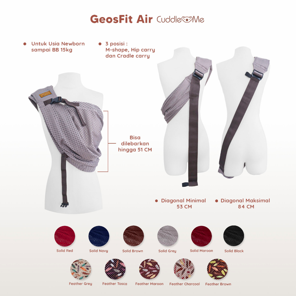 (FREE GIFT) Geos fit AIR Cuddle Me Gendongan Support M shape CuddleMe