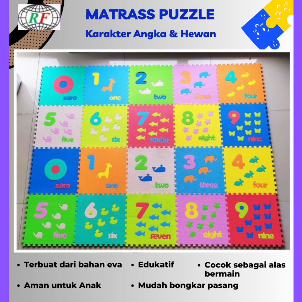 Karpet Puzzle Anak 30cm x 30cm x 1cm Alas Bermain Edukasi Anak KARAKTER