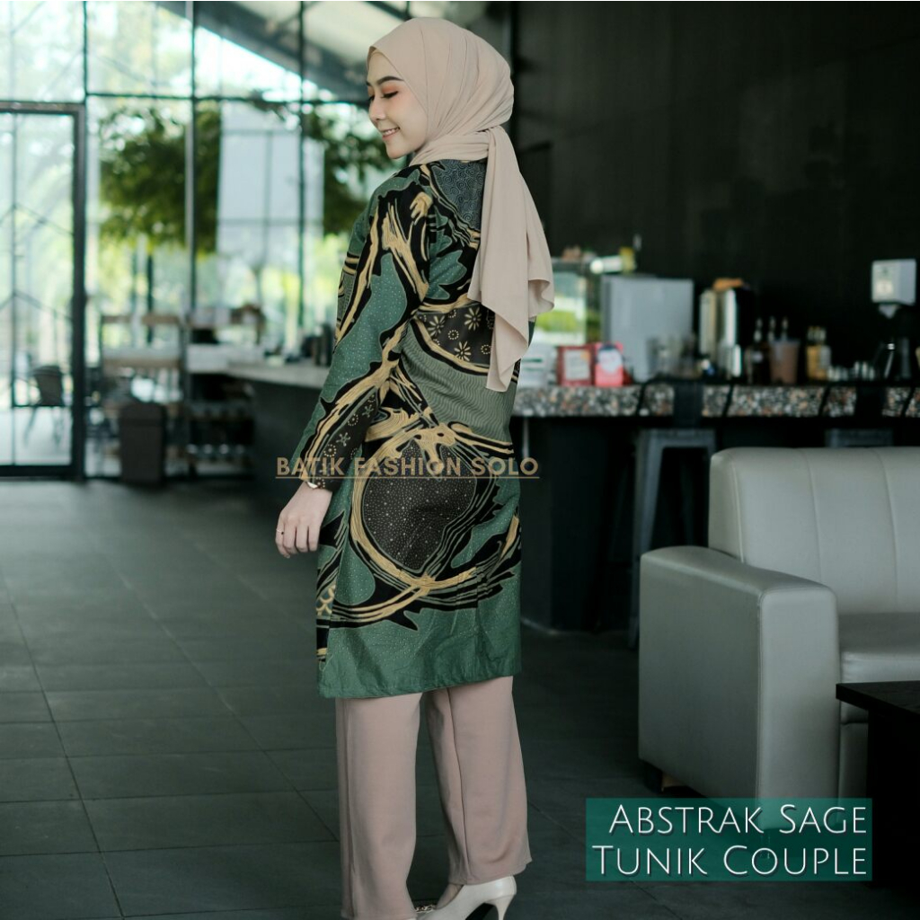 Tunik batik wanita Hijau Sage Green Terbaru