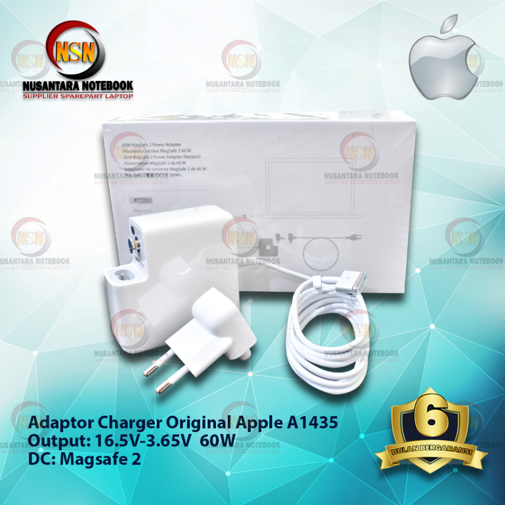 Adaptor Apple 16.5V 3.65A 60W MS 2 Dus Putih