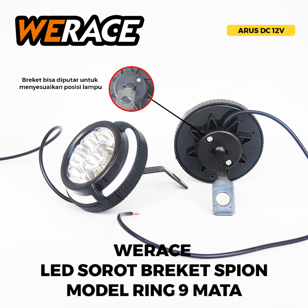 [WERACE] LAMPU TEMBAK SOROT LED BRACKET SPION 9MATA RING (HARGA SEPASANG) 5 MODE / HARGA SATUAN TANPA PACKING