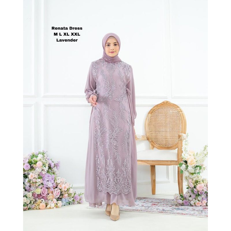 Renata Dress Brukat Malika 2in1 || Realpict (COD Bayar Ditempat)