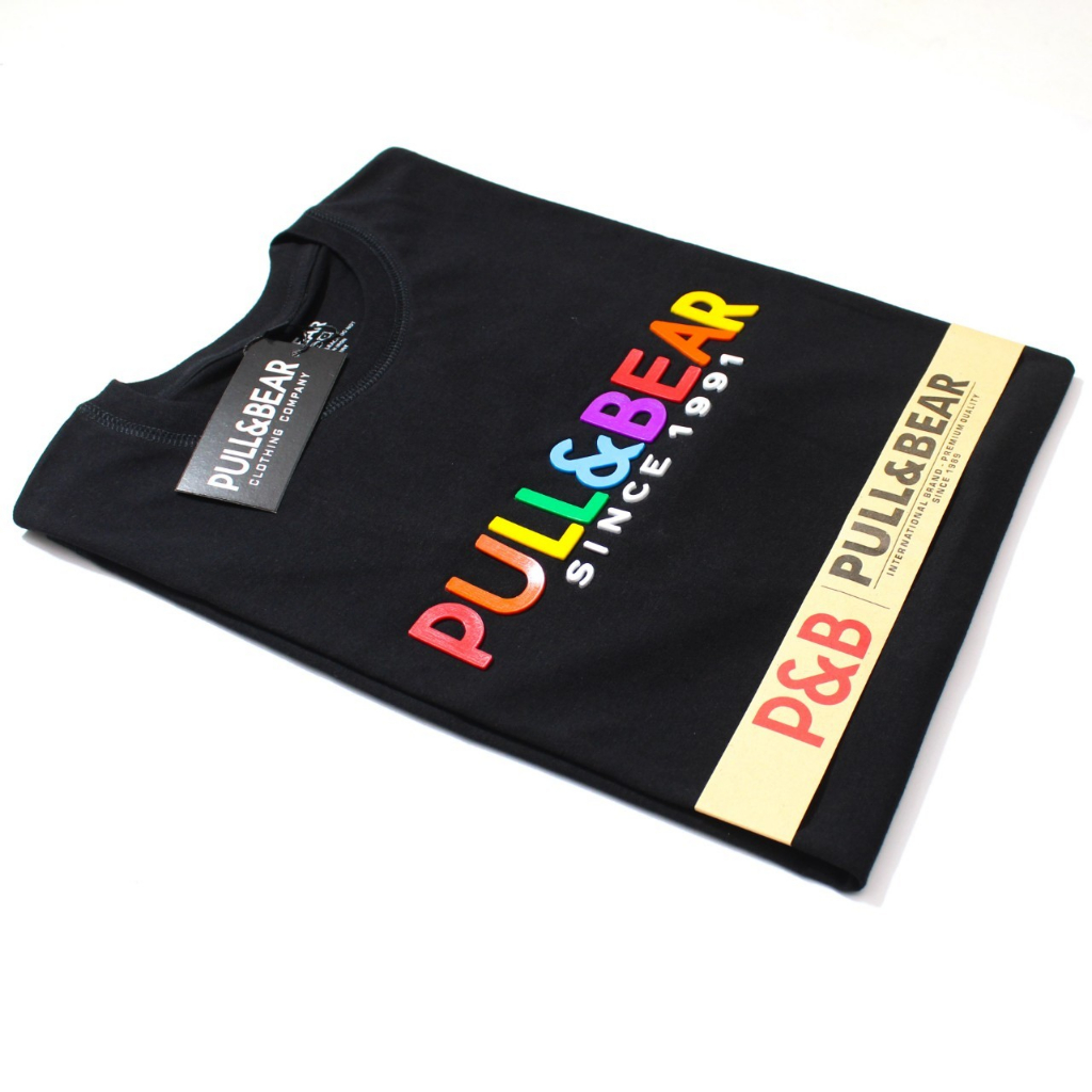 TURUN HARGA ! Champion Baju Kaos Distro CHAMPION Premium / T-Shirt CHAMPION / Baju Kaos Pria Lengan Pendek / Kaos Pull&amp;Bear Flocking Rainbow