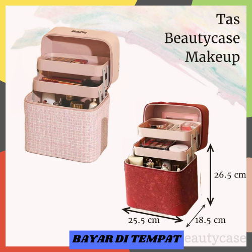 SS-B2284 Kotak kosmetik / Tempat Make Up / Beauty Case/2 Tingkat Elegant COD