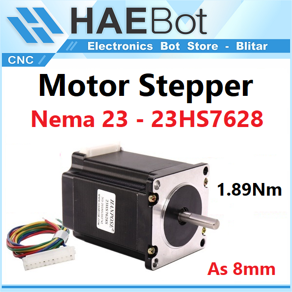 [HAEBOT] Motor Stepper Nema 23 57 23HS7628 Hanpose 1.89Nm 76mm 2.8A 269oz CNC Robot Laser Router Plasma Milling High Torque Mesin Induksi Slider Mekanik Bipolar 2 Phase Fasa Coil Dinamo Penggerak