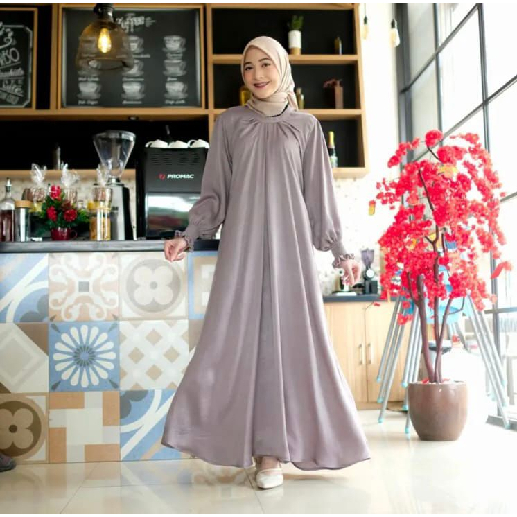 AMEZA ABAYA DRESS GAMIS WANITA MUSLIMAH SHIMER AIRFLOW CRINCKLE CRINCLE PREMIUM BTCSOLO TERMURAH