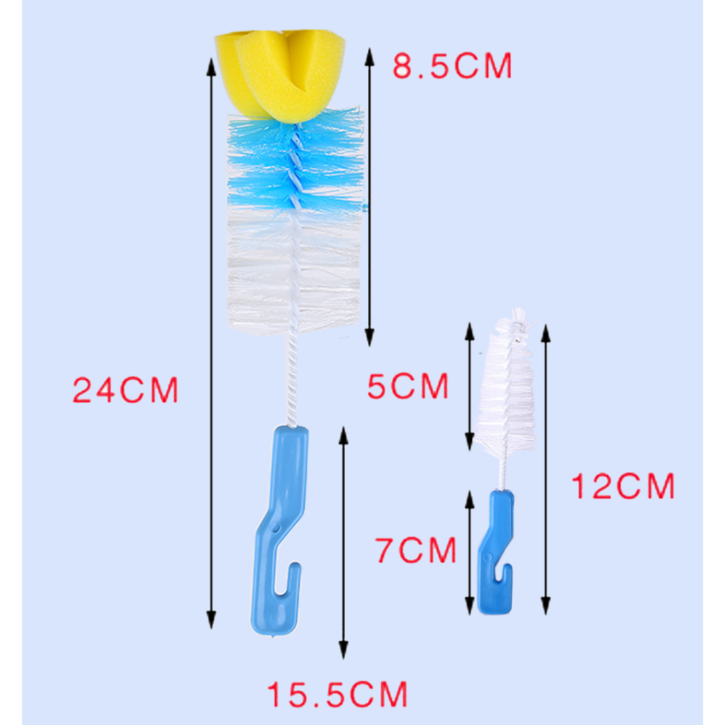 KTMSTORE BEBELYS SIKAT PEMBERSIH BOTOL SUSU 2IN1 BEBELYS SIKAT BOTOL BAYI ISI 2 SB-001