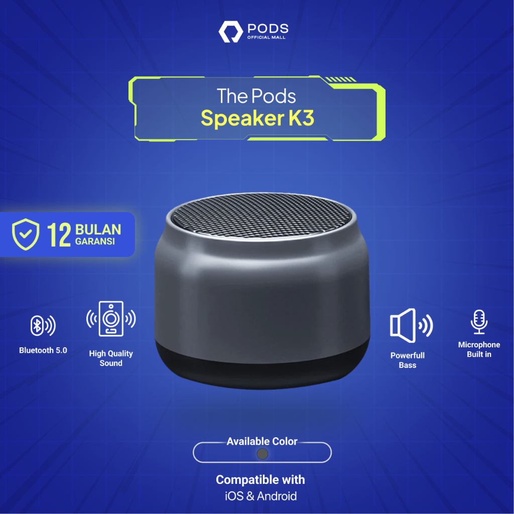 [NEW RELEASE] The Pods Speaker Portable K3 Pro [2023] Stereo Mini HiFi Wireless Speaker - Quality Sound Extra Bass For iOS and Android Portable Speaker Mini Bluetooth 5.0 with Mic Heavy Bass Stereo and Mikrofon Internal By Pods Indonesia