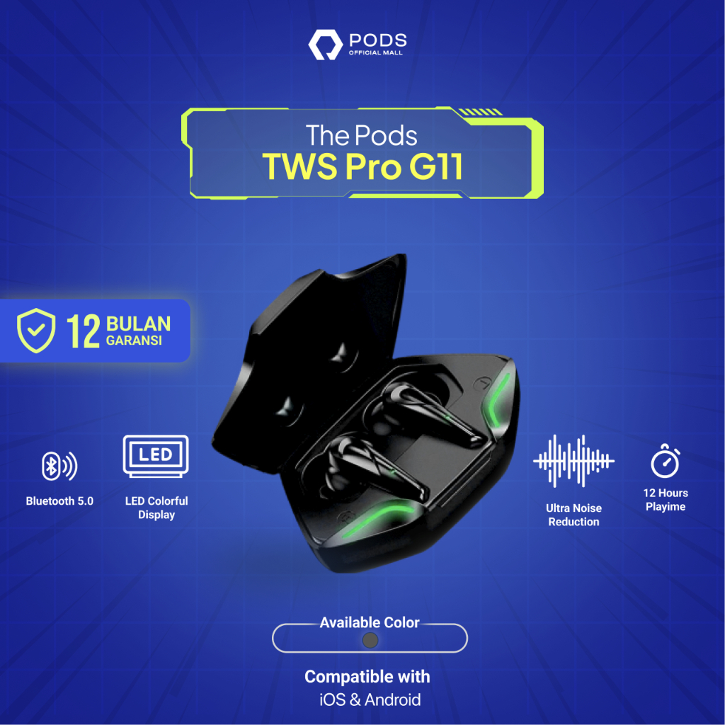 [NEW RELEASE] ThePods G11 TWS Gaming Headset / Earbuds / Earphone 5.1 Wireless With Mic 6D Bass Stereo Noise Cancelling Full Bass Hifi Stereo for IOS &amp; Android by Pods Indonesiaaaa