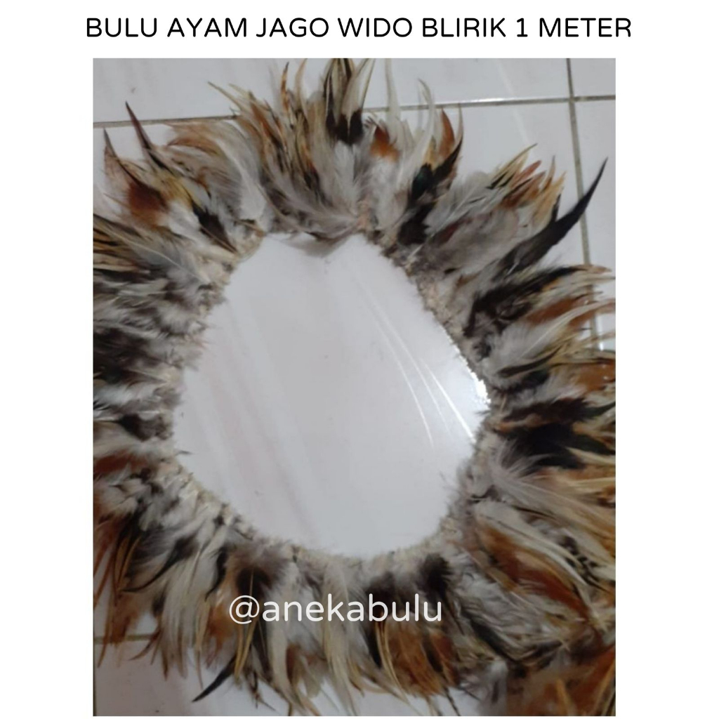 BULU LEHER AYAM JAGO PEJANTAN ASLI RANGKAI 1 METER - JUAL BULU AYAM UNTUK UMPAN PANCING SET KERAJINA