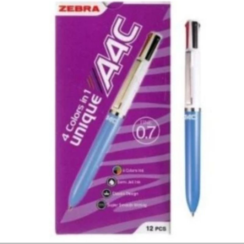 

Zebra Pen 4 Warna / Zebra A4C 0.7mm / Pack isi 12 pcs