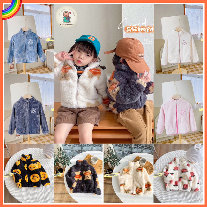 Jaket winter anak bulu kids fur jacket warm hangat cowok cewek import noel murah coat mantel