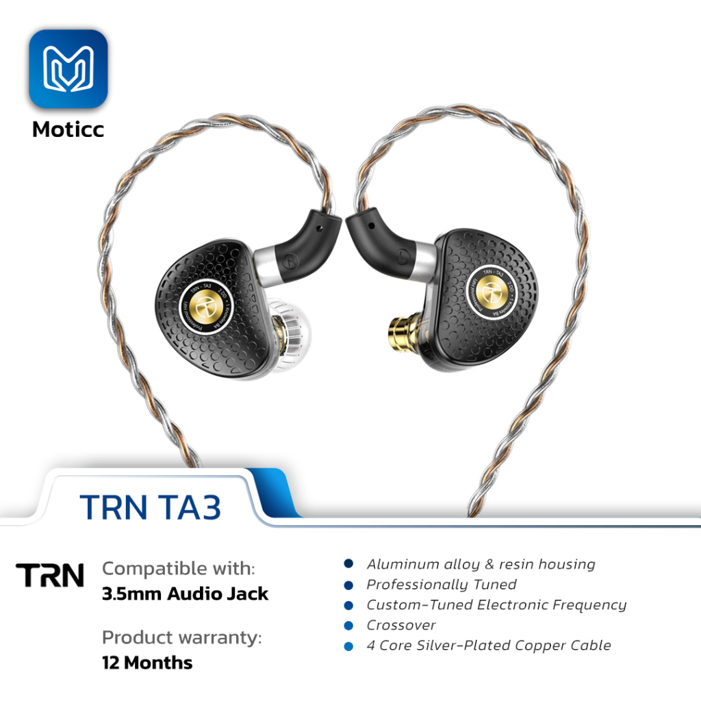 TRN TA3 with Mic 1BA+2DD Knowles Hybrid Beryllium Plated Earphone HIFI