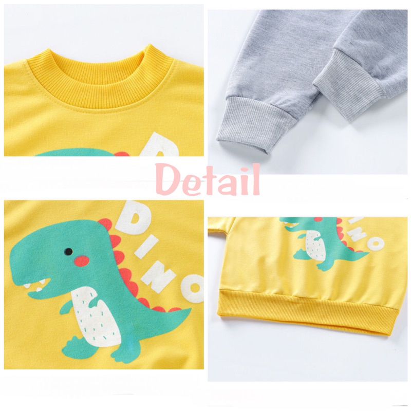 Sweater Anak MINI BOS - Setelan Sweater Anak Laki Dino - Baju Sweater Anak Dino Jerapah