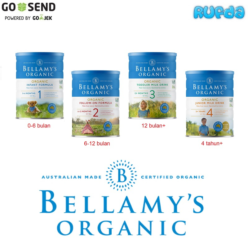 Bellamy's Organic Formula Stage 1 2 3 4 Susu Organik 900gr Bellamys