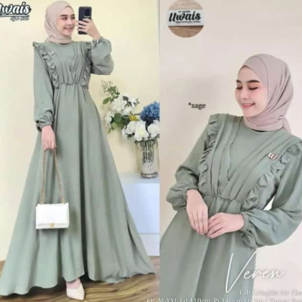 GAMIS WANITA VEREN DRESS BO BAHAN CRINKLE AIRFLOW SIZE M L XL DAN XXL LD 100 - 120 CM PB 140 CM GAMIS WANITA TERBARU 2023 KEKINIAN / DRESS CRINKLE WANITA JUMBO / MAXY DRESS WANITA JUMBO / FASHION MUSLIM MODERN