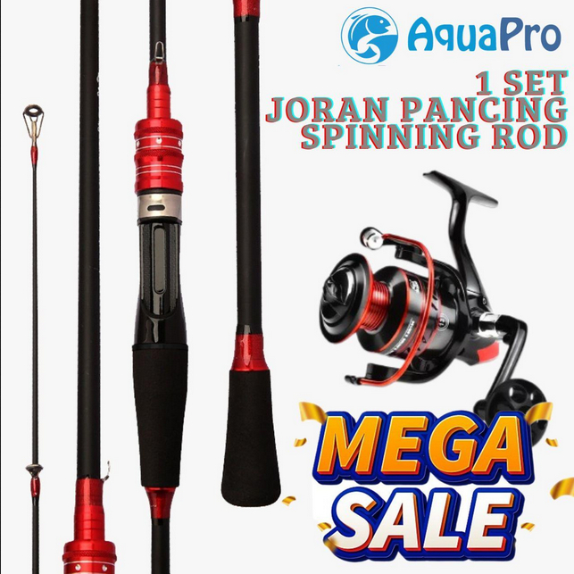 AquaPro - 1 Paket Set Alat Pancing Joran Pancing Spinning 1.50M 1.65M 1.80M JR02SP Fishing Rod Carbon Fiber Reel Pancing BaitCasting Fishing Reel Max Drag 10kg 18+1BB