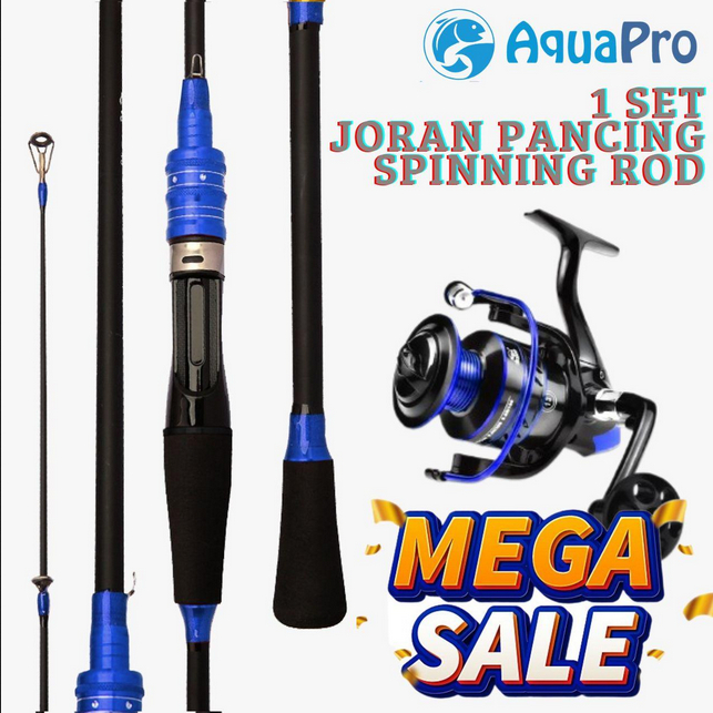 AquaPro - 1 Paket Set Alat Pancing Joran Pancing Spinning 1.50M 1.65M 1.80M JR02SP Fishing Rod Carbon Fiber Reel Pancing BaitCasting Fishing Reel Max Drag 10kg 18+1BB