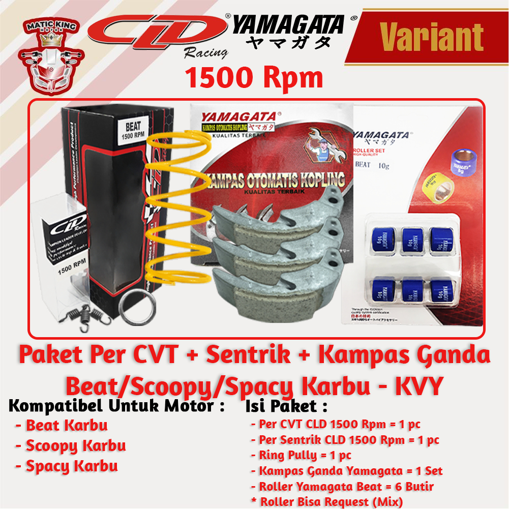 Paket Per CVT + Sentrik + Roller Kampas ganda Honda Beat Vario Scoopy PCX Genio Deluxe Spacy CLD YAMAGATA 1000/1500 RPM