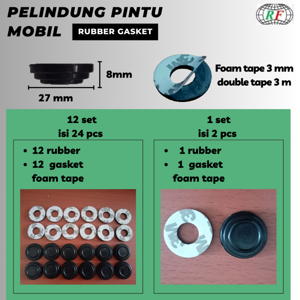 Pelindung Pintu Mobil Karet Pintu Mobil 24 Pcs atau 12 set peredam suara kejut pintu mobil