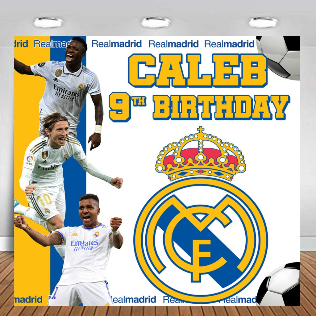 Sepak Bola Real Madrid Backdrop / Flexi Banner For Birthday Party Ulang Tahun