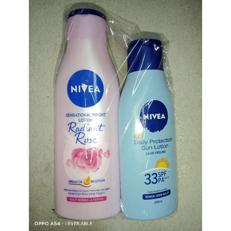 (BELI 1 GRATIS 1) NIVEA DAILY PROTECT SPF 33 PA+++ 100 ML  GRATIS RADIAN ROSE 200 ML