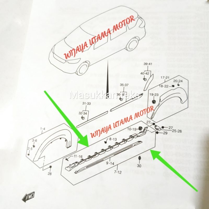 List plang pintu bawah Suzuki Ertiga XL7