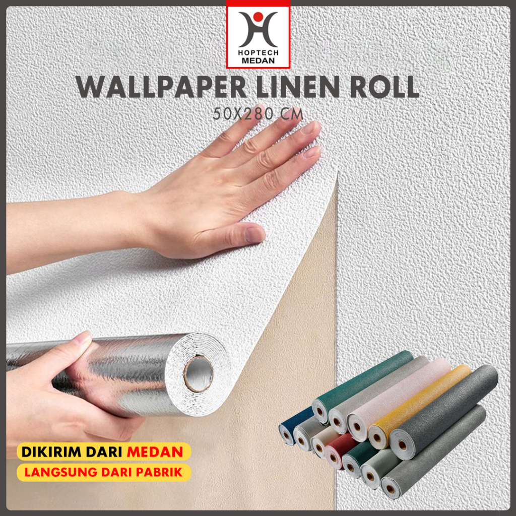 Wallpaper Linen Roll | Wallpaper Dinding | Dekorasi Kamar | Sticker dinding | Wallpaper Coral | 50x280cm