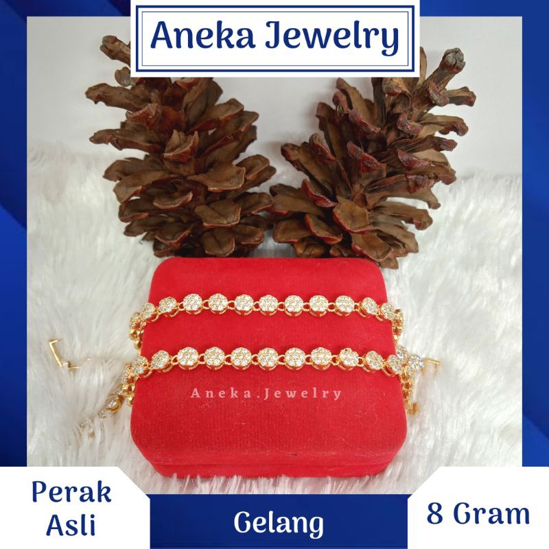 Gelang Bulat Slip Full Mata, Perak 925