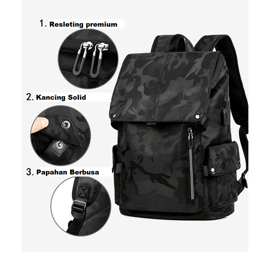 Tas Ransel Waterproof Backpack Dewasa Premium Quality ULTIMATE CAMMO