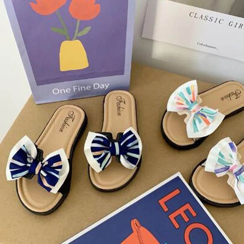 Sandal Selop Anak Kecil Perempuan Lucu Ribbon Stripe