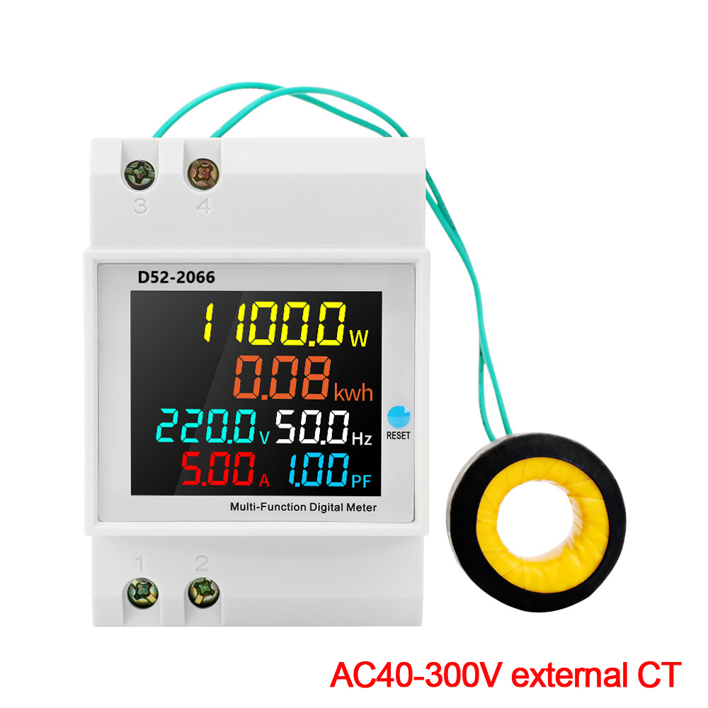Meteran Listrik Digital Display Din Rail Single Phase 300V - D52-2066 - White