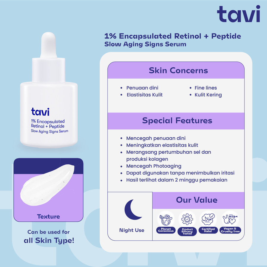 Tavi Niacinamide Acne | Retinol Slow Aging | Squalane Moisture Serum 30ml