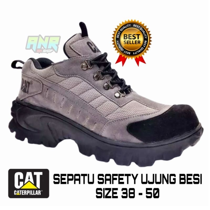SEPATU SAFETY PRIA UJUNG BESI BIG SIZE UKURAN 38 -50 SEPATU SAFETY CAT UJUNG BESI SEPATU SAFETY UJUN