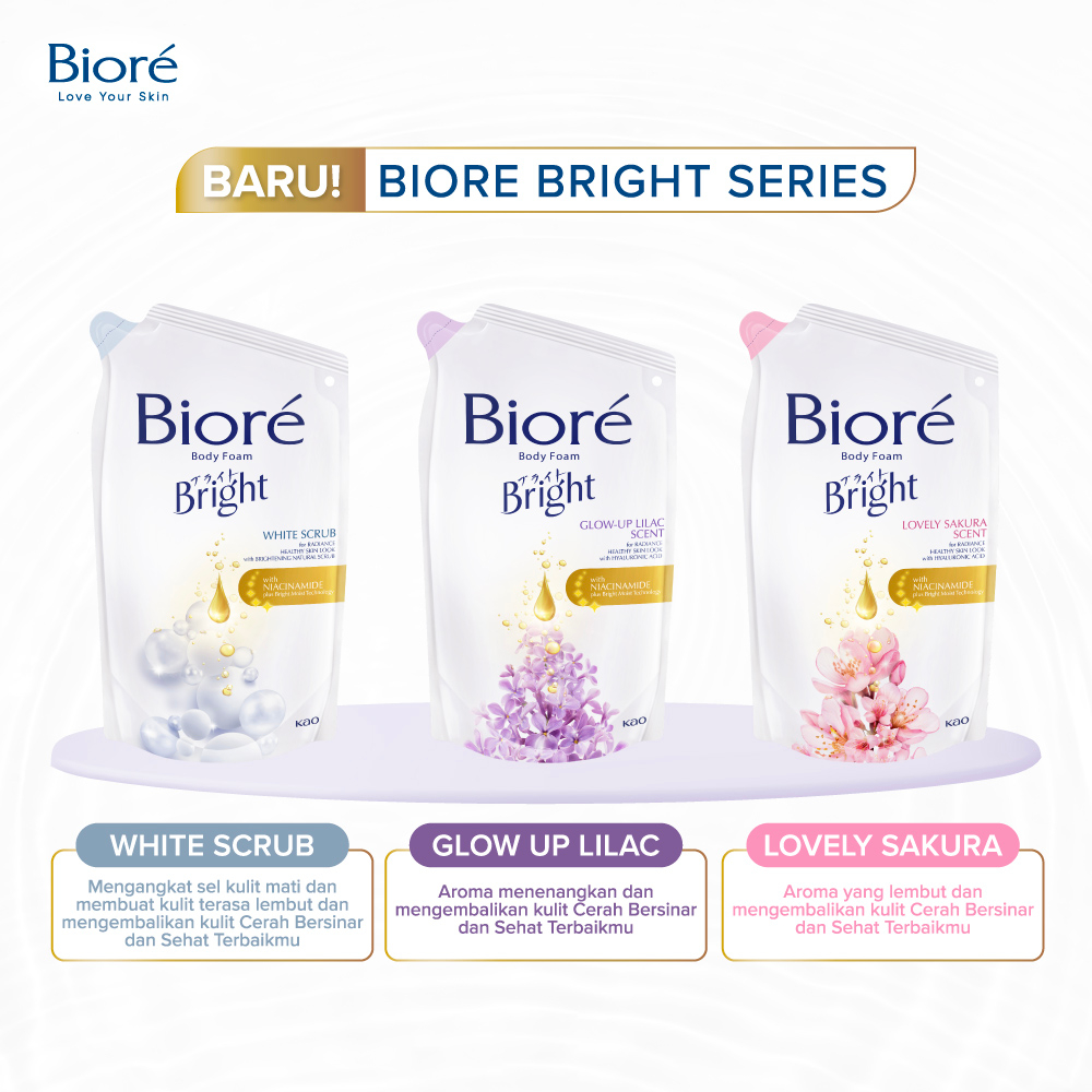 Biore Bright Body Foam Lovely Sakura Botol 220ml (Sabun Mandi Cair)