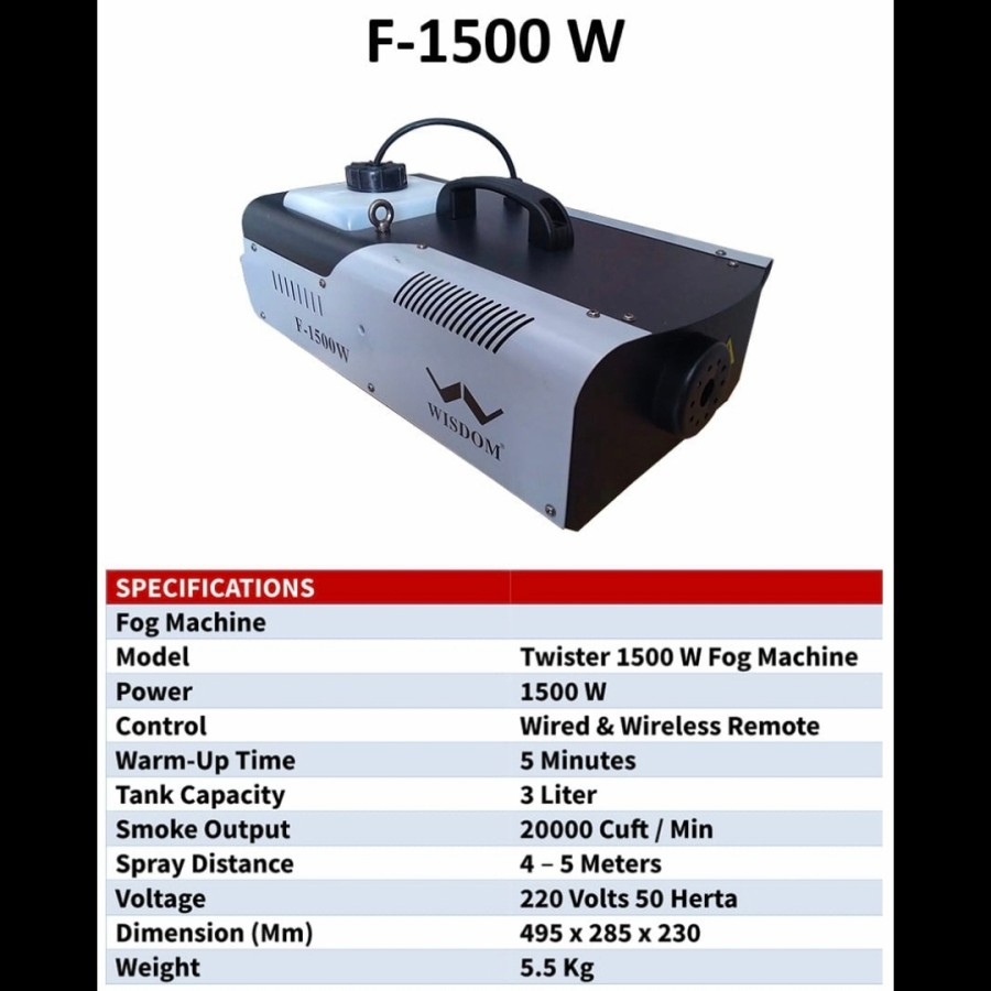 Fog machine 1500 watt Wisdom - Mesin Asap 1500 Watt Garansi Wisdom