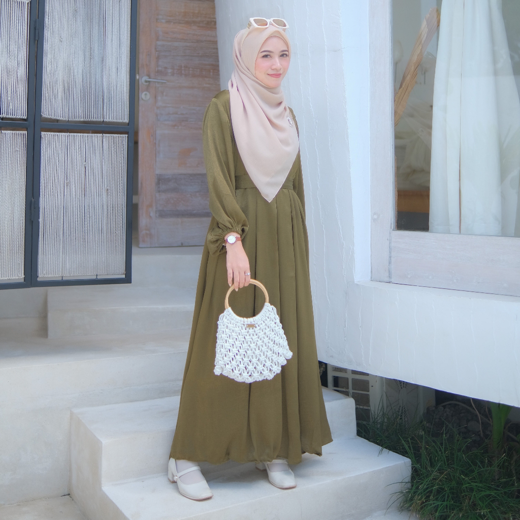 Ladybydiana ZALINA DRESS Gamis Shimmer Silk Bahan Santorini Busui Friendly