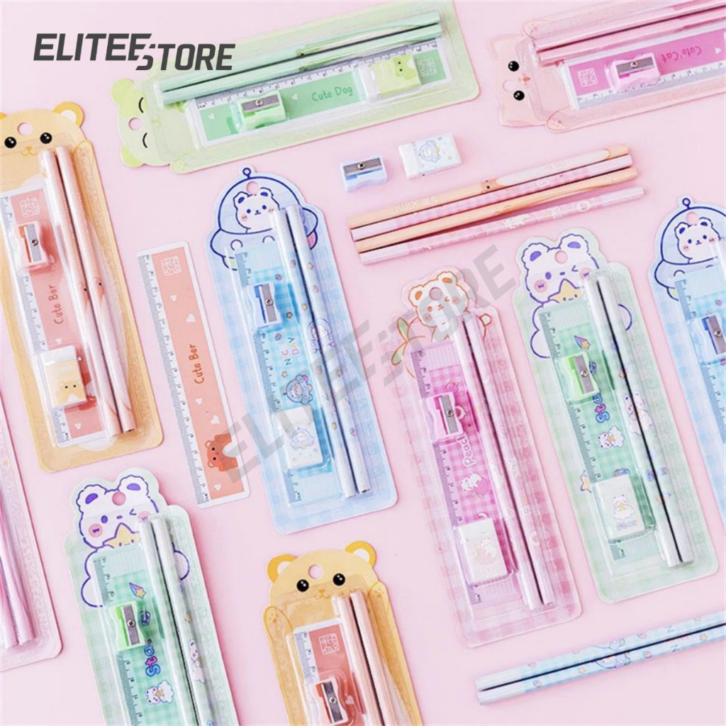 ELITEE - Paket Alat Tulis Anak Set Karakter Stationery Sekolah Perlengkapan Tulis Souvenir Ultah Goodie Bag / Stationery Set Tas Melukis Set / Alat Tulis Sekolah Karakter