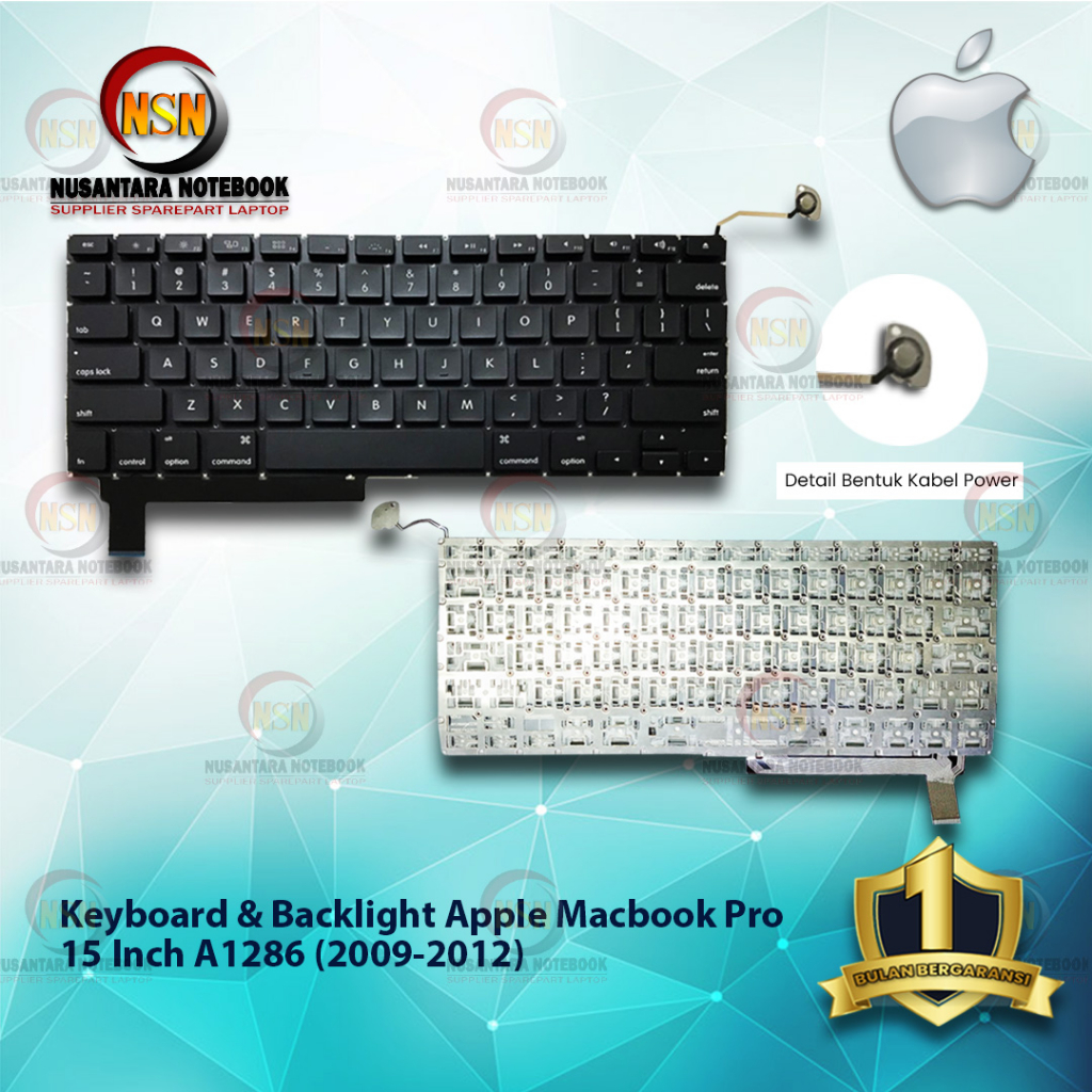 Keyboard + Backlight Apple A1286 US For Mac Pro 15” (MID 2009-2012)