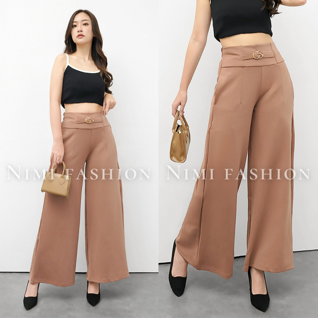 NIMI - Yora Cullotes Celana Kulot Scuba Highwaist Wanita Wide Leg Premium